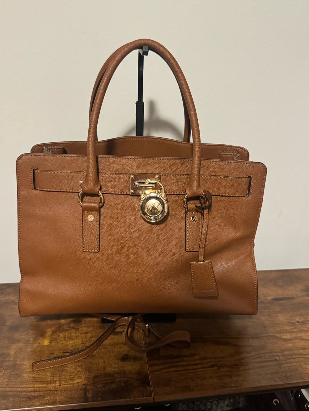 Michael Kors Brown Leather Tote Bag with Gold Hardware